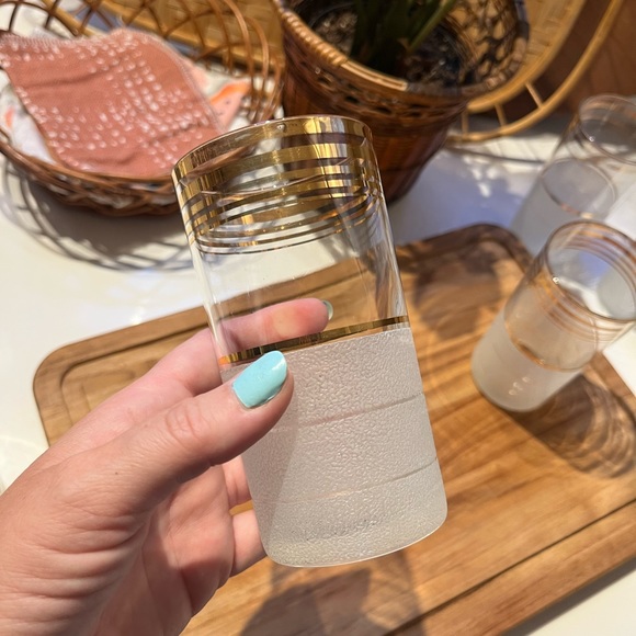 S/9 gold etched mid century glasses - Picture 5 of 9